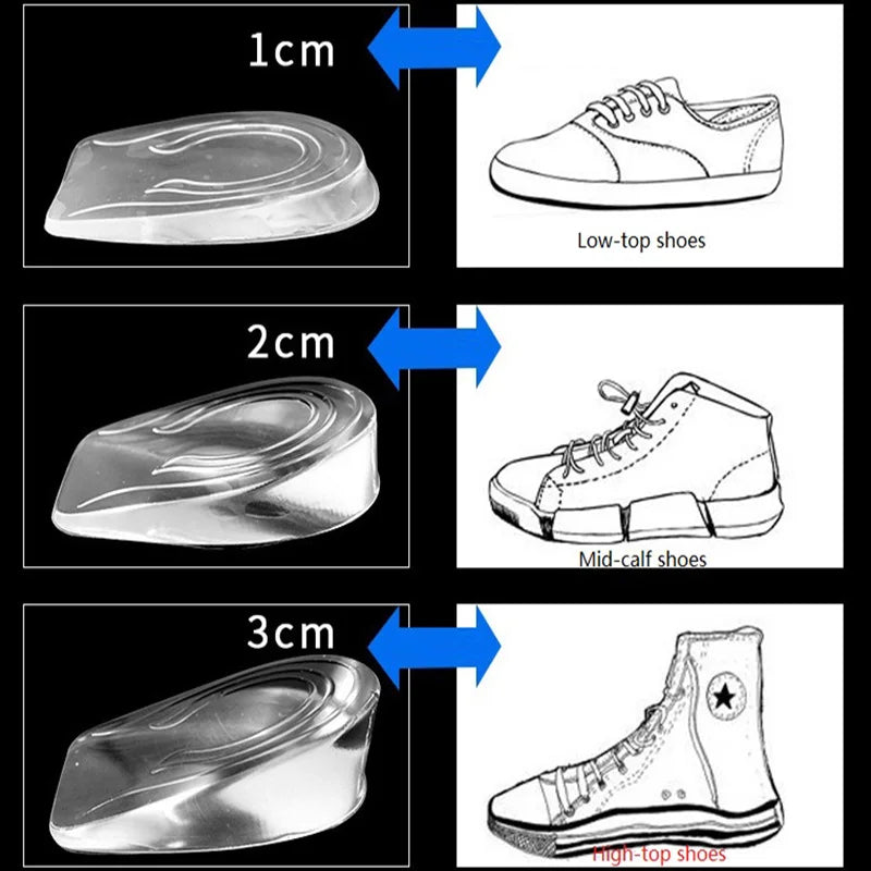 Silicone Heel Lifts for Shoes, 1–3 cm