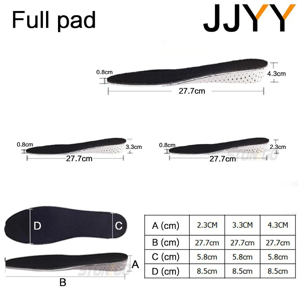 Height-Increasing Shoe Inserts, Full or Half Pad