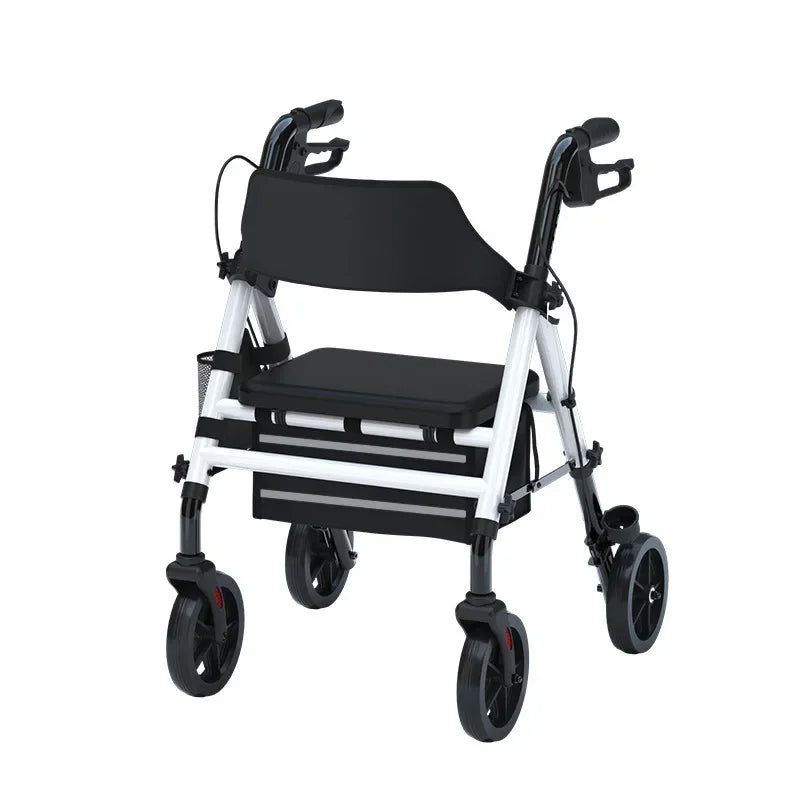 Four-Wheel Folding Walker with Hand Brakes