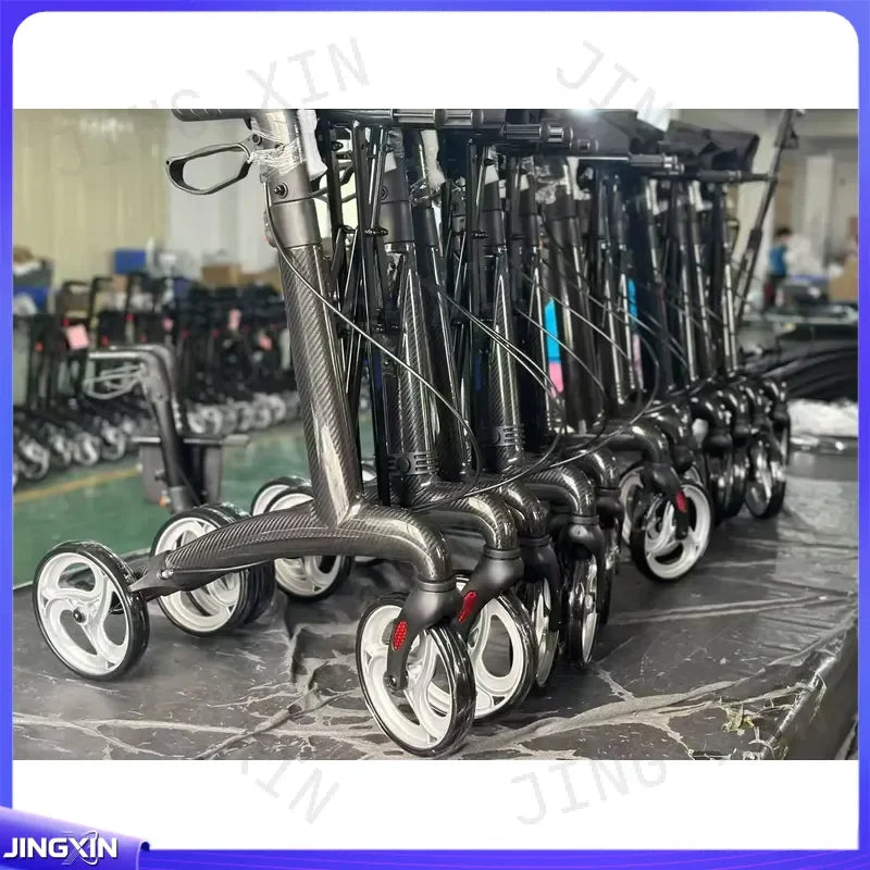 Four-Wheel Rollator with Seat and Storage Bag