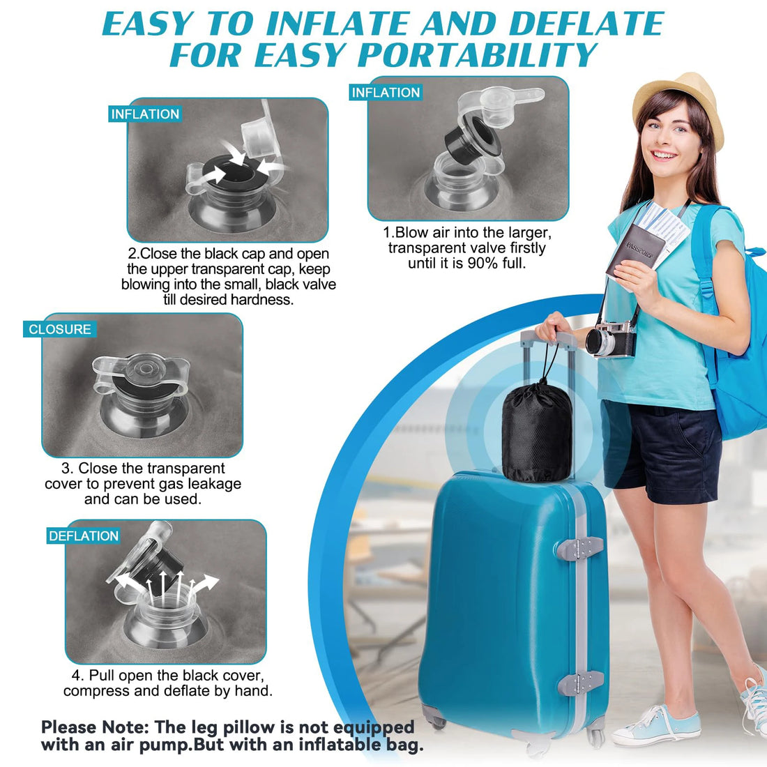Inflatable Leg Support Wedge Pillow