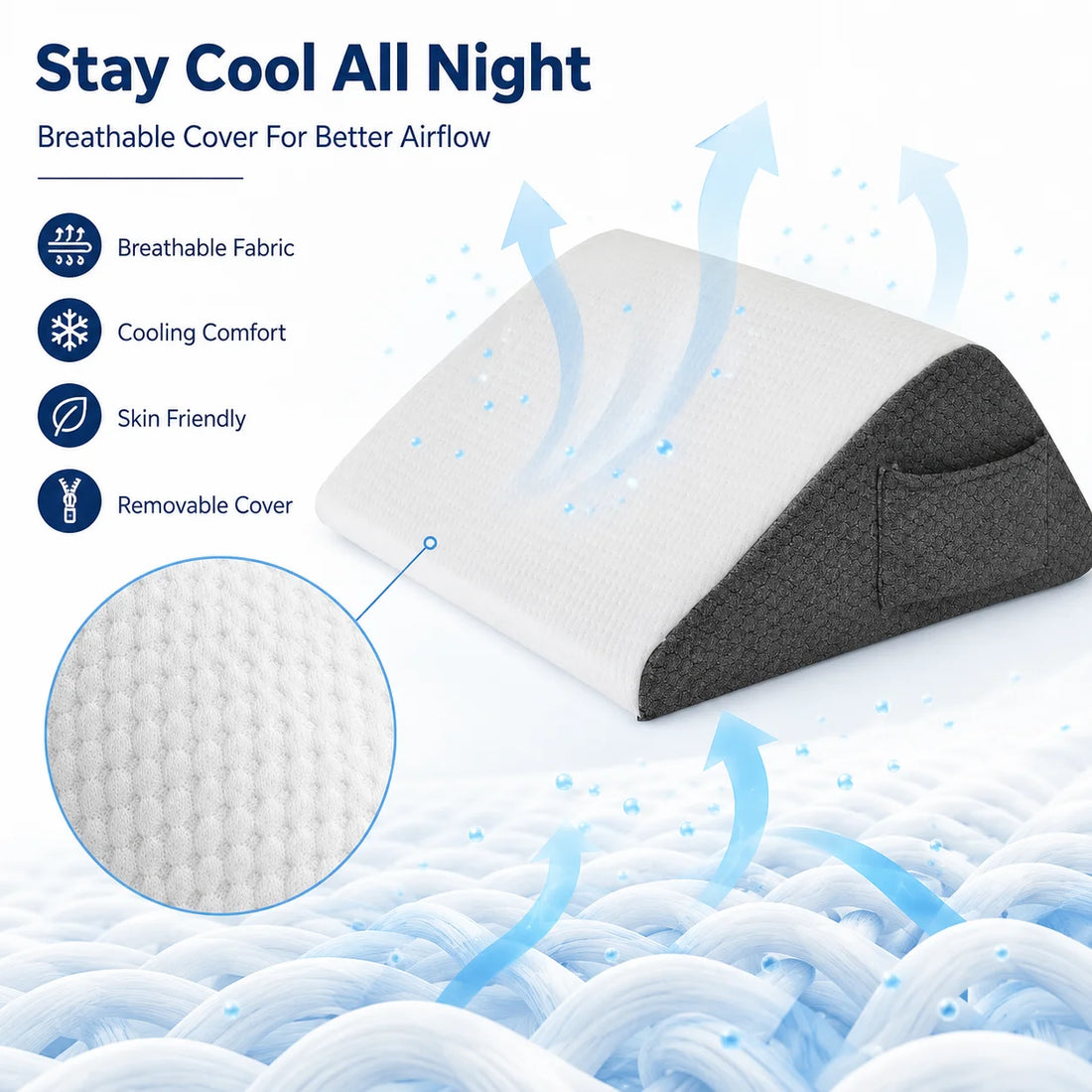 Memory Foam Knee Wedge Pillow with Washable Cover