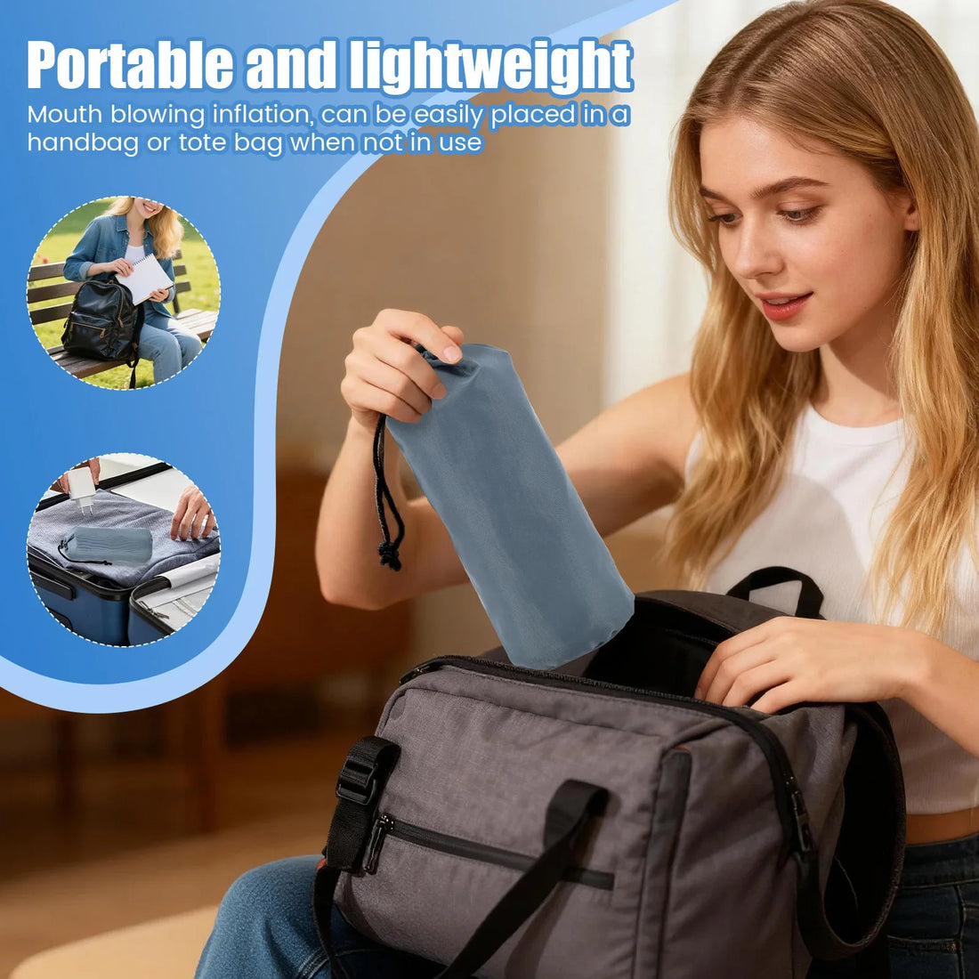 Perforated Inflatable Seat Cushion for Office and Travel