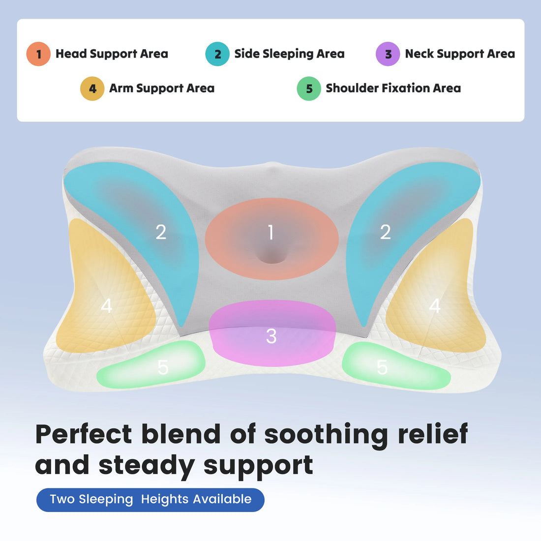 Ergonomic Memory Foam Bed Pillow with Cooling Pillowcase