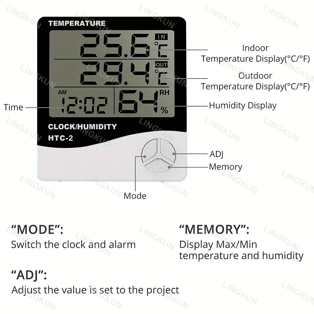 LCD Digital Thermometer and Hygrometer for Indoor Rooms