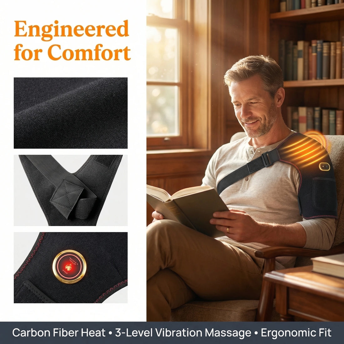 Electric Shoulder Massager Belt with Heat and Vibration