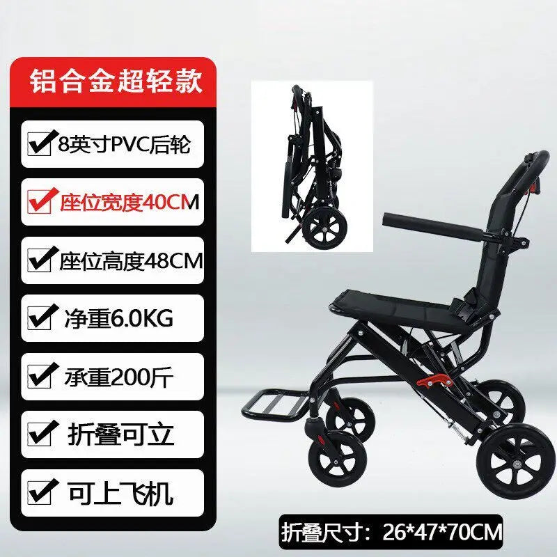 Portable Foldable Aluminum Wheelchair