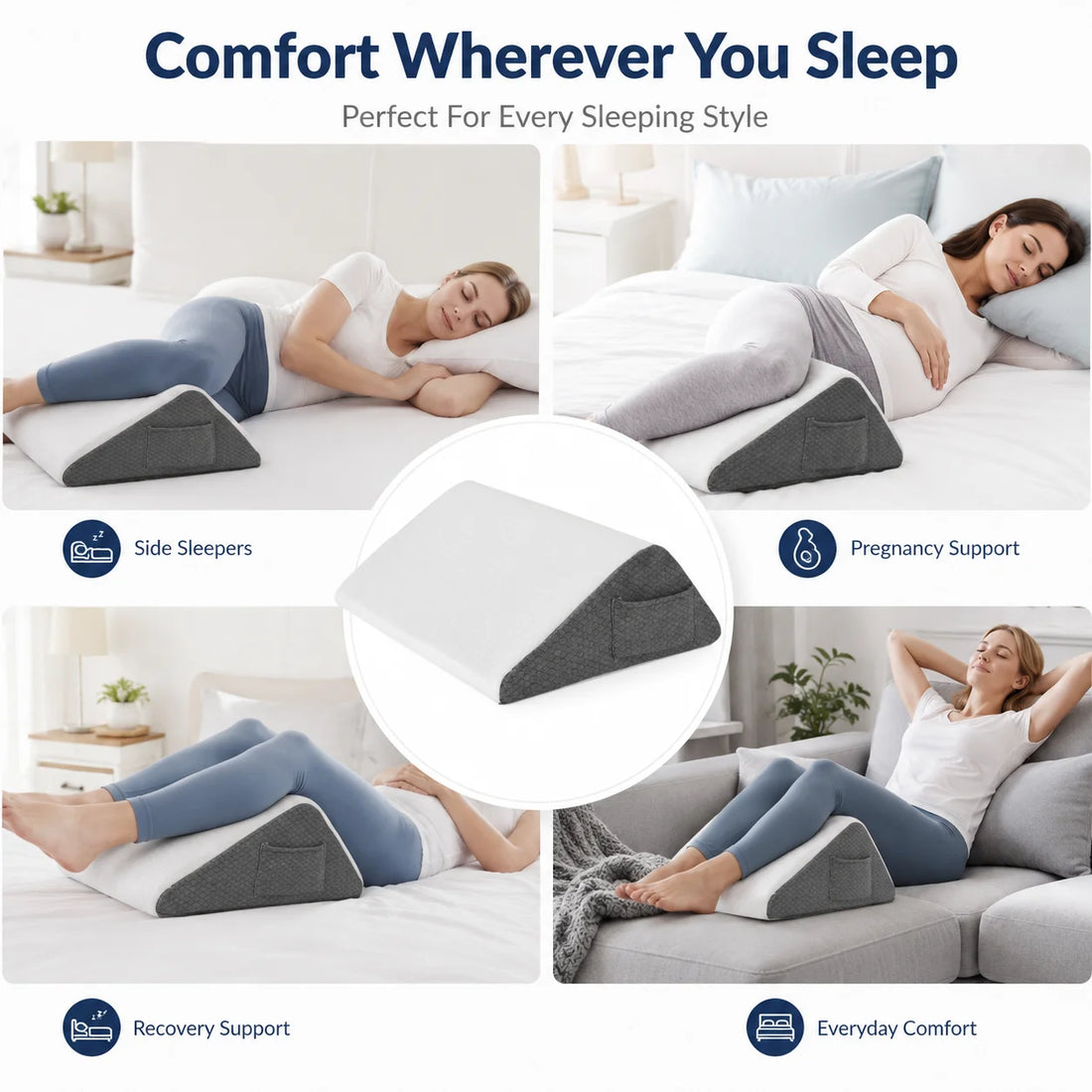 Memory Foam Knee Wedge Pillow with Washable Cover