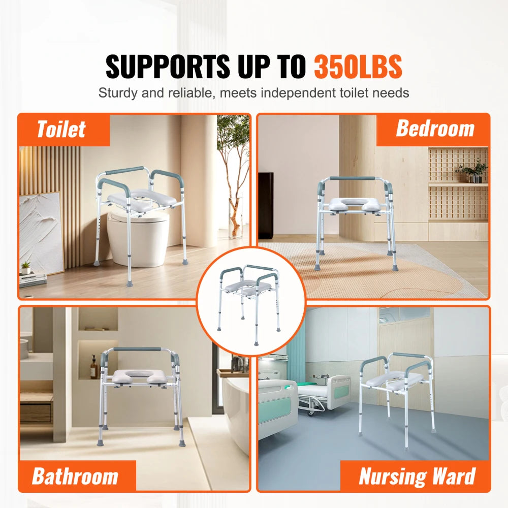Bedside Commode Chair with Padded Seat and Arms