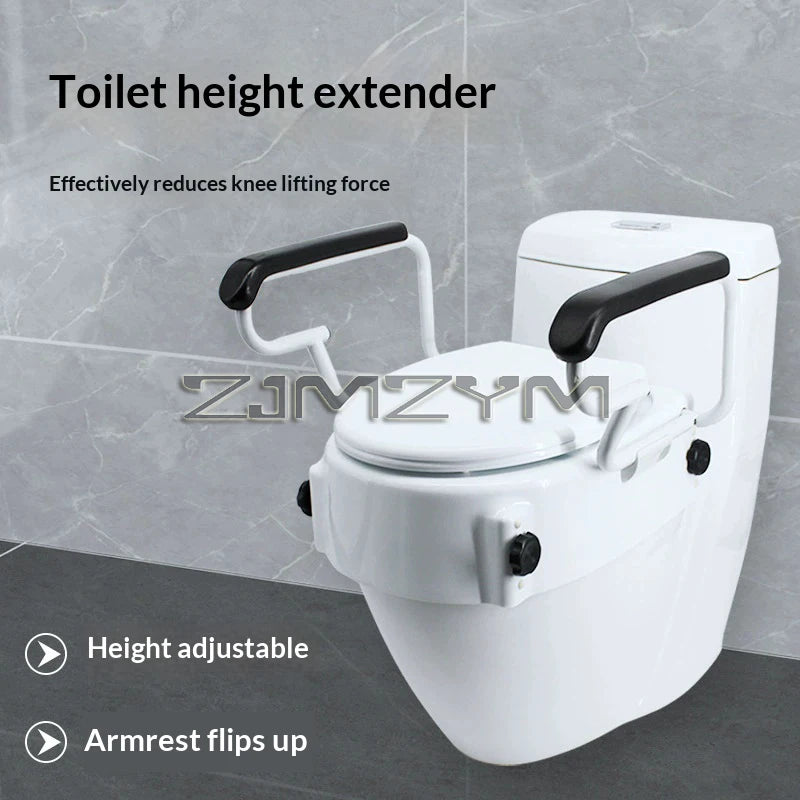 Toilet Height Enhancer with Handrails