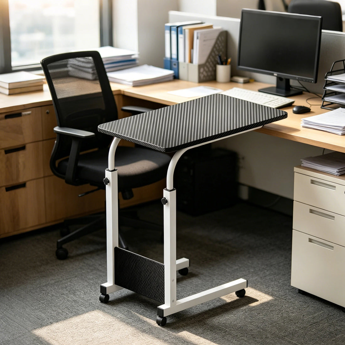 Height-Adjustable Rolling Overbed Table
