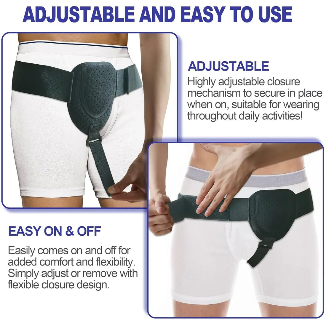 Adjustable Hernia Belt with Removable Pads