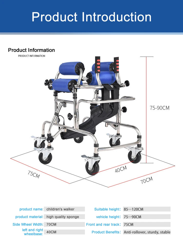 Folding Pediatric Rollator Walker and Standing Frame