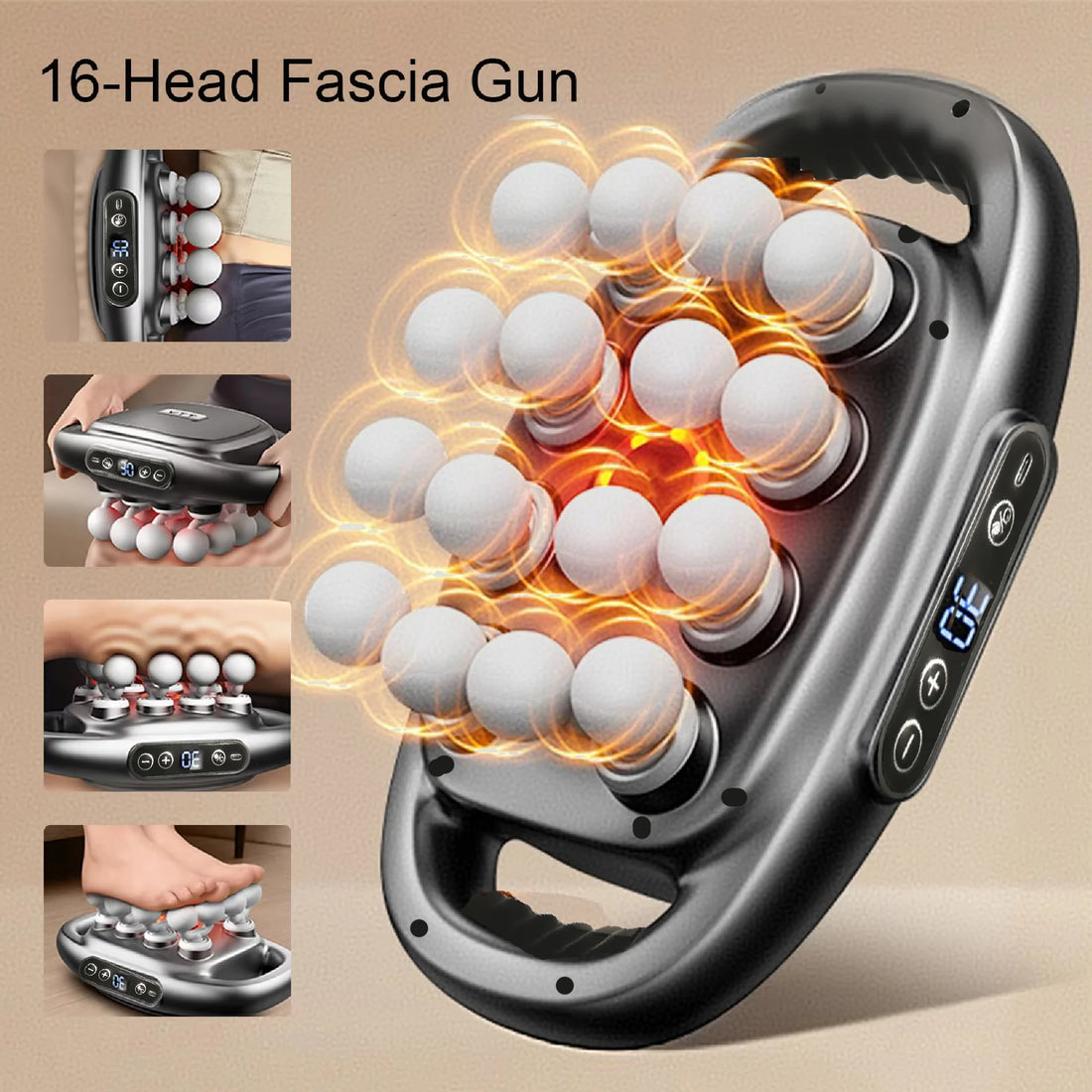 Battery-Powered Massage Gun Set with 16 Heads