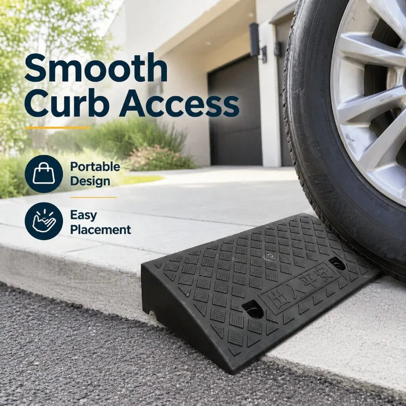3 cm Portable Non-Slip Rubber Curb Ramp for Wheelchairs and Scooters