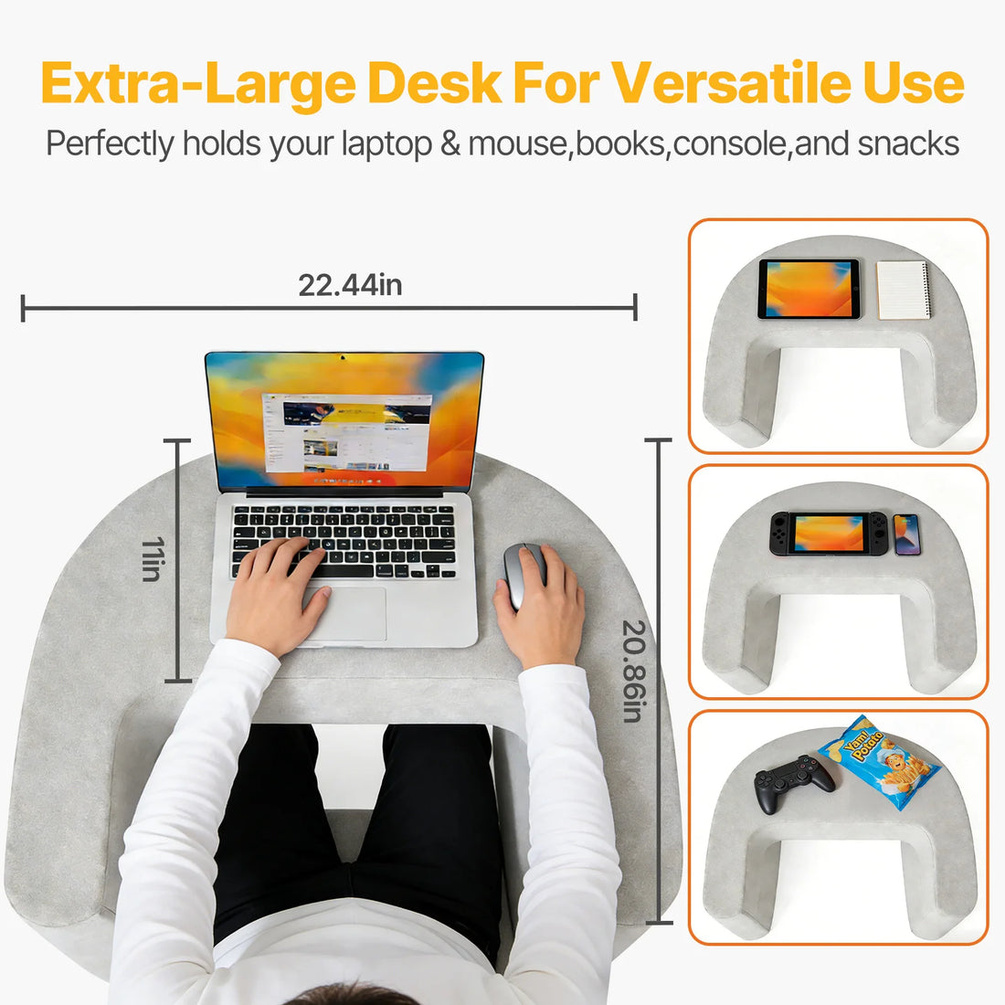 Medwell Curved Reading Pillow with Cup Holder, Cooling Washable Cover