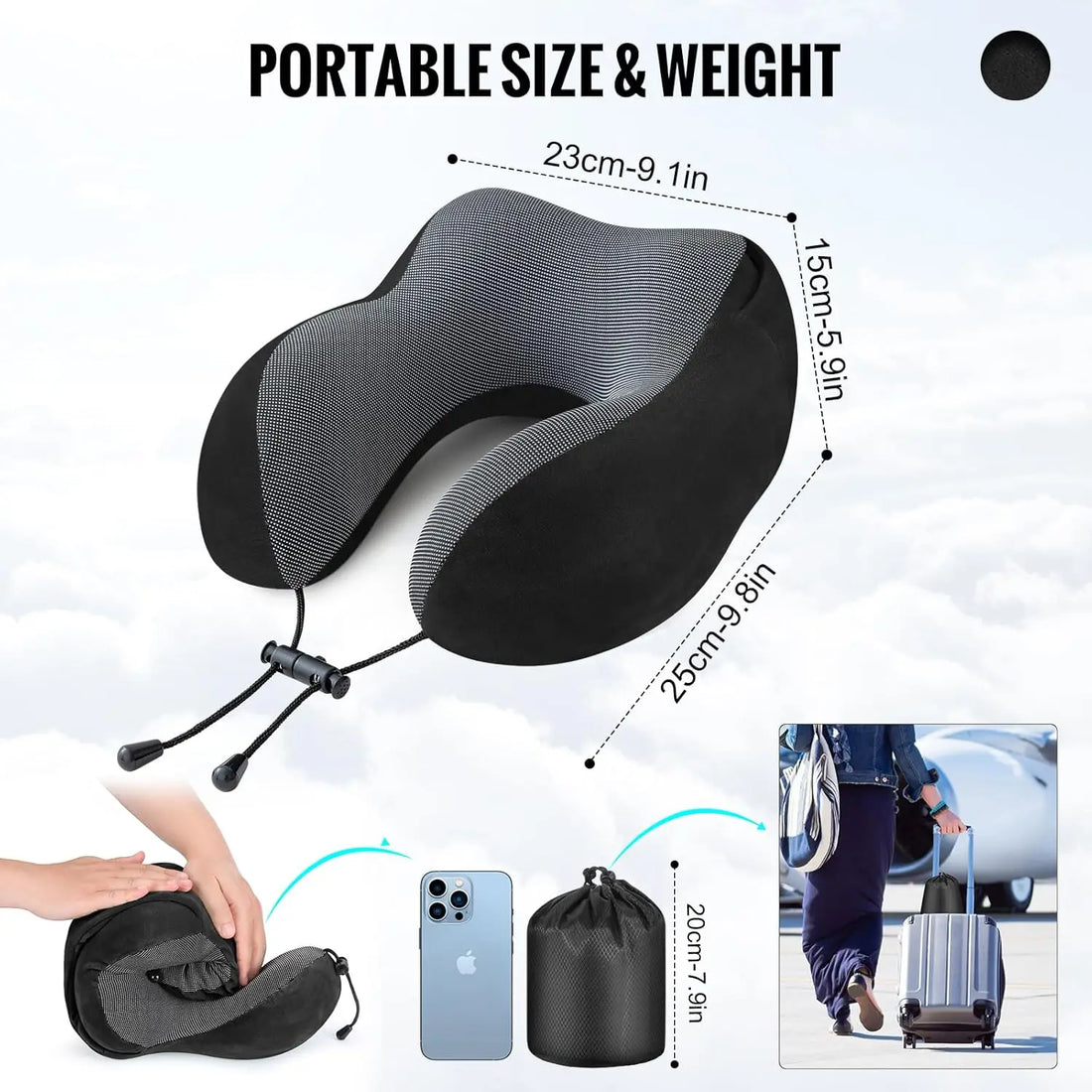 Hooded Travel Pillow with Eye Mask and Earplugs