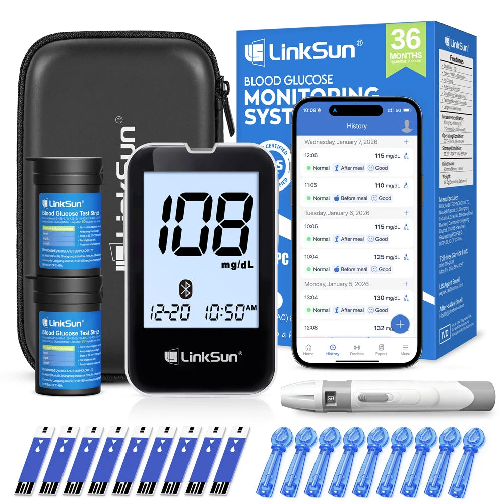 Medwell G-427B Bluetooth Blood Glucose Meter Kit with Test Strips