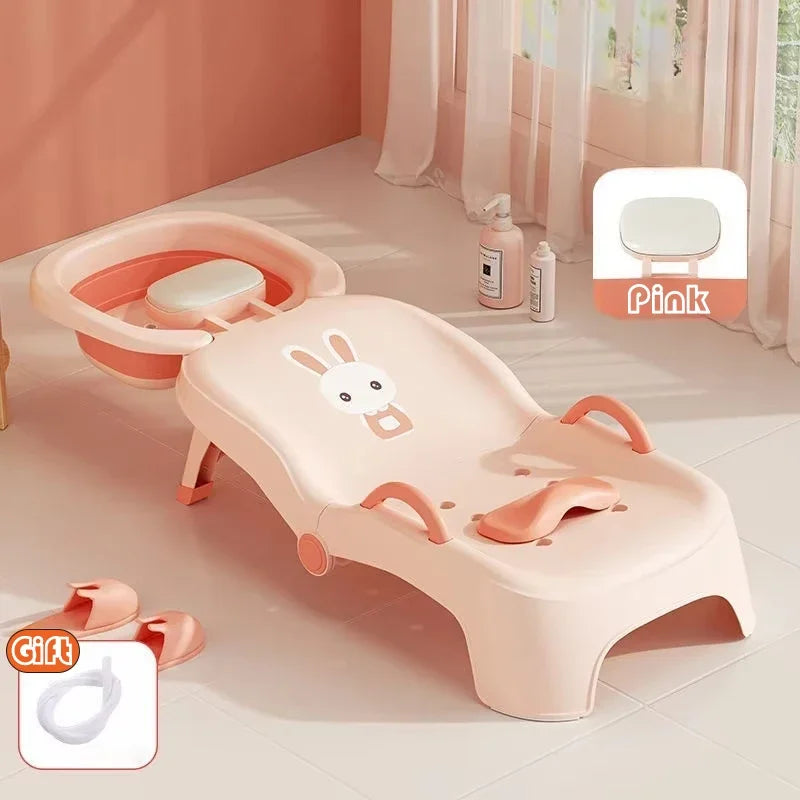 Foldable Children's Shampoo Chair with 4-Speed Adjustment