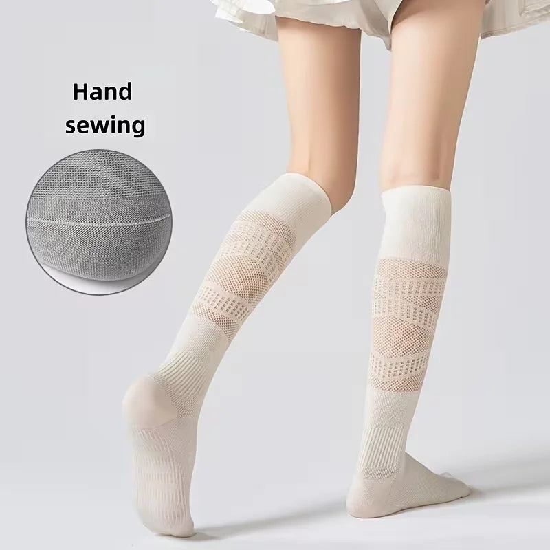 Women's Thin Mesh Knee-High Compression Socks, 2 Pairs