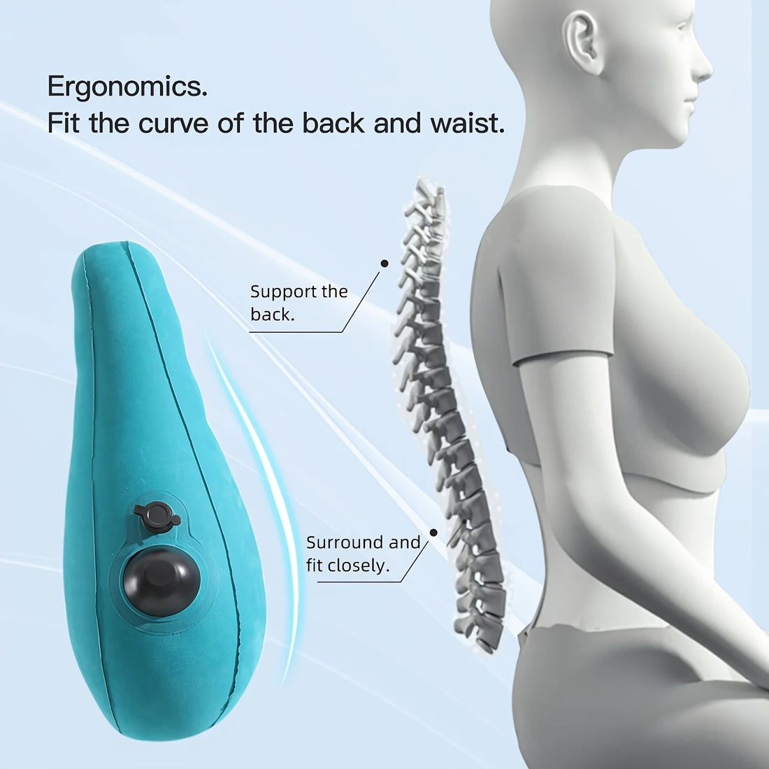 Inflatable Lumbar Support Pillow for Travel