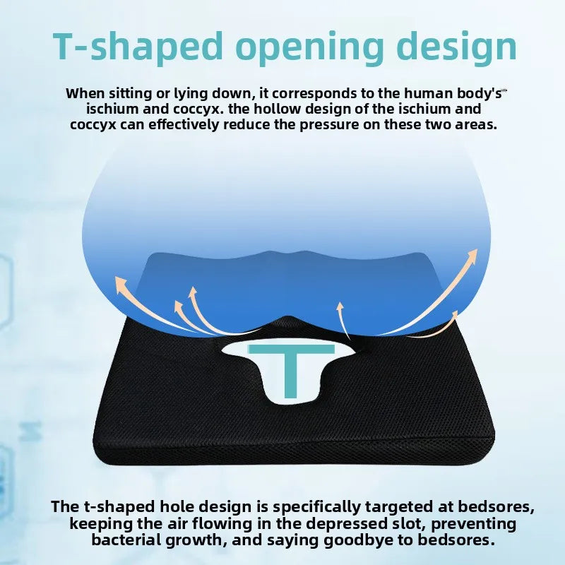 T-Opening Support Cushion for Wheelchair or Stool