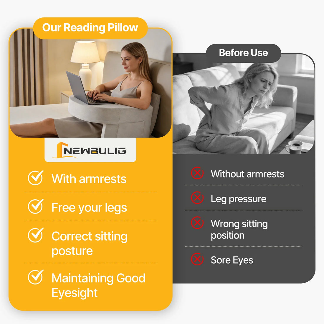 Medwell Curved Reading Pillow with Cup Holder, Cooling Washable Cover