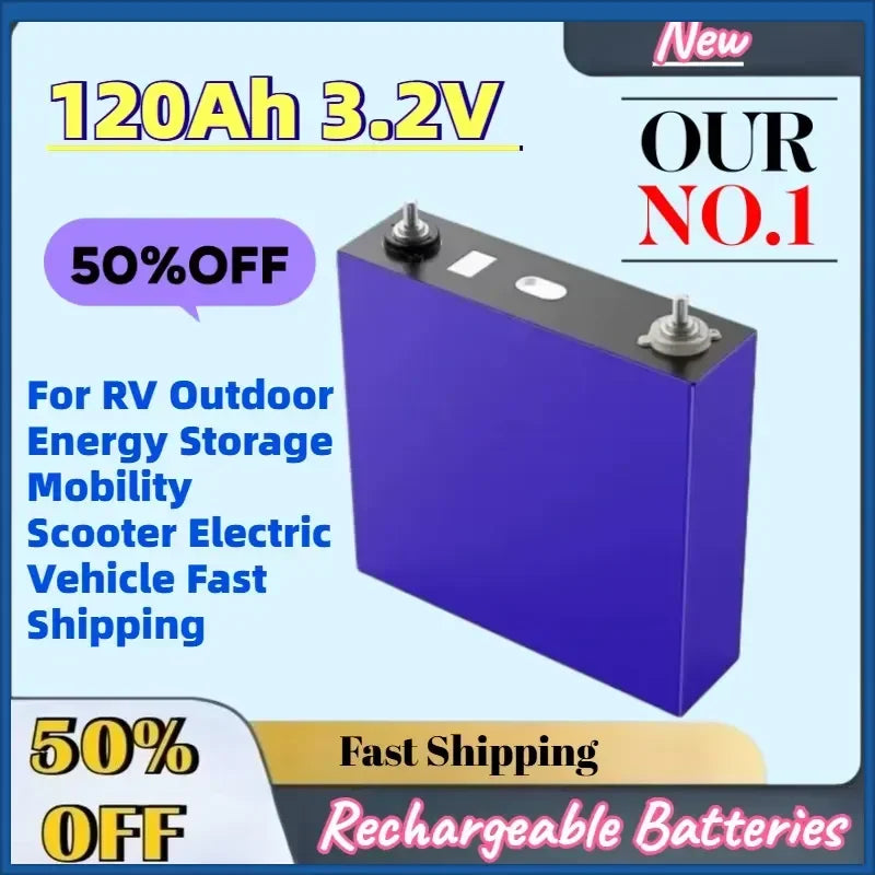 3.2V 120Ah LiFePO4 Rechargeable Battery