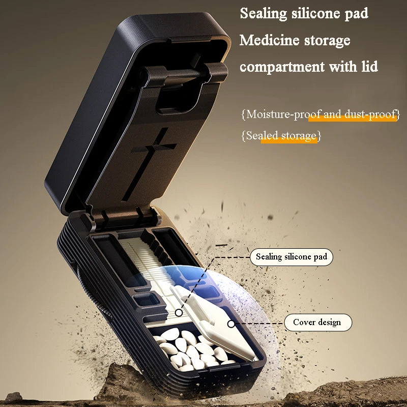 Portable Pill Cutter with Sealed Storage