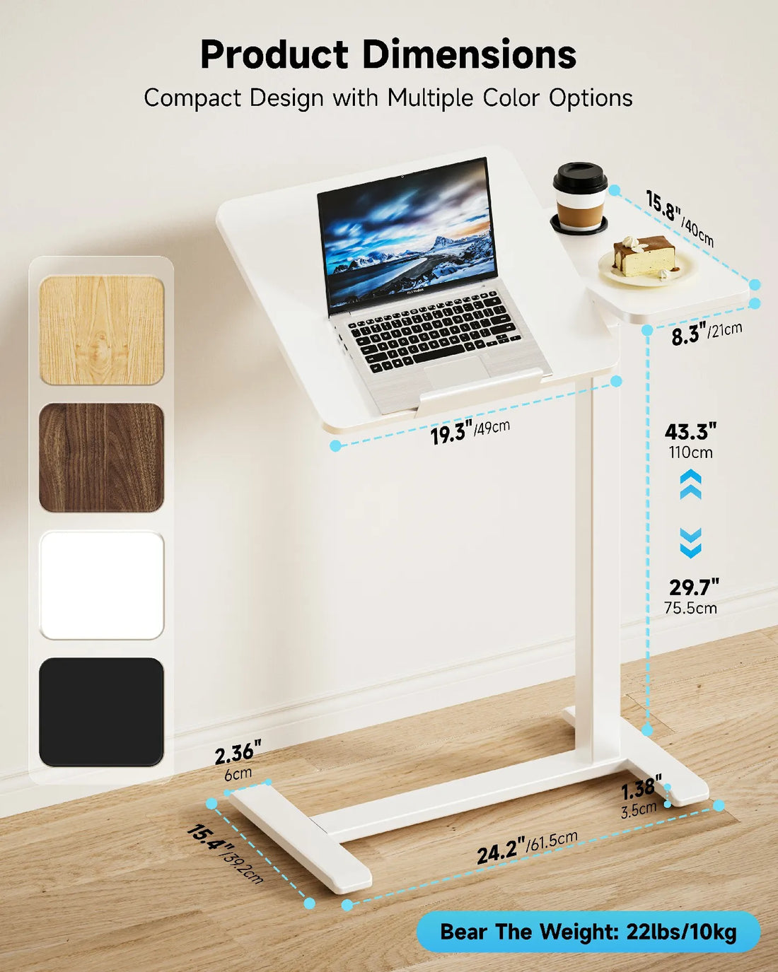Rolling Overbed Table with Adjustable Tilt Top