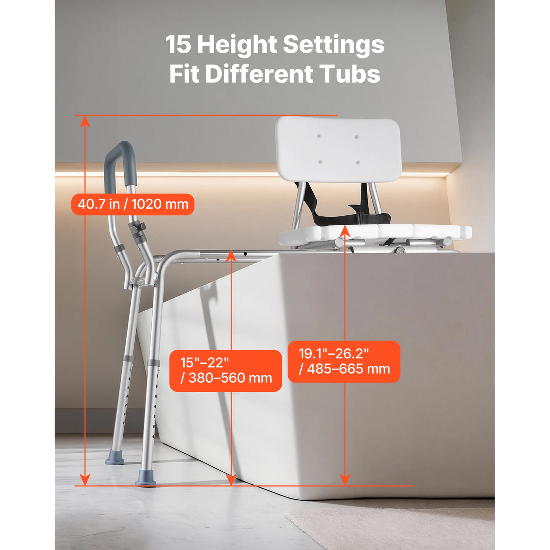 Sliding Shower Chair Tub Transfer Bench with Arms