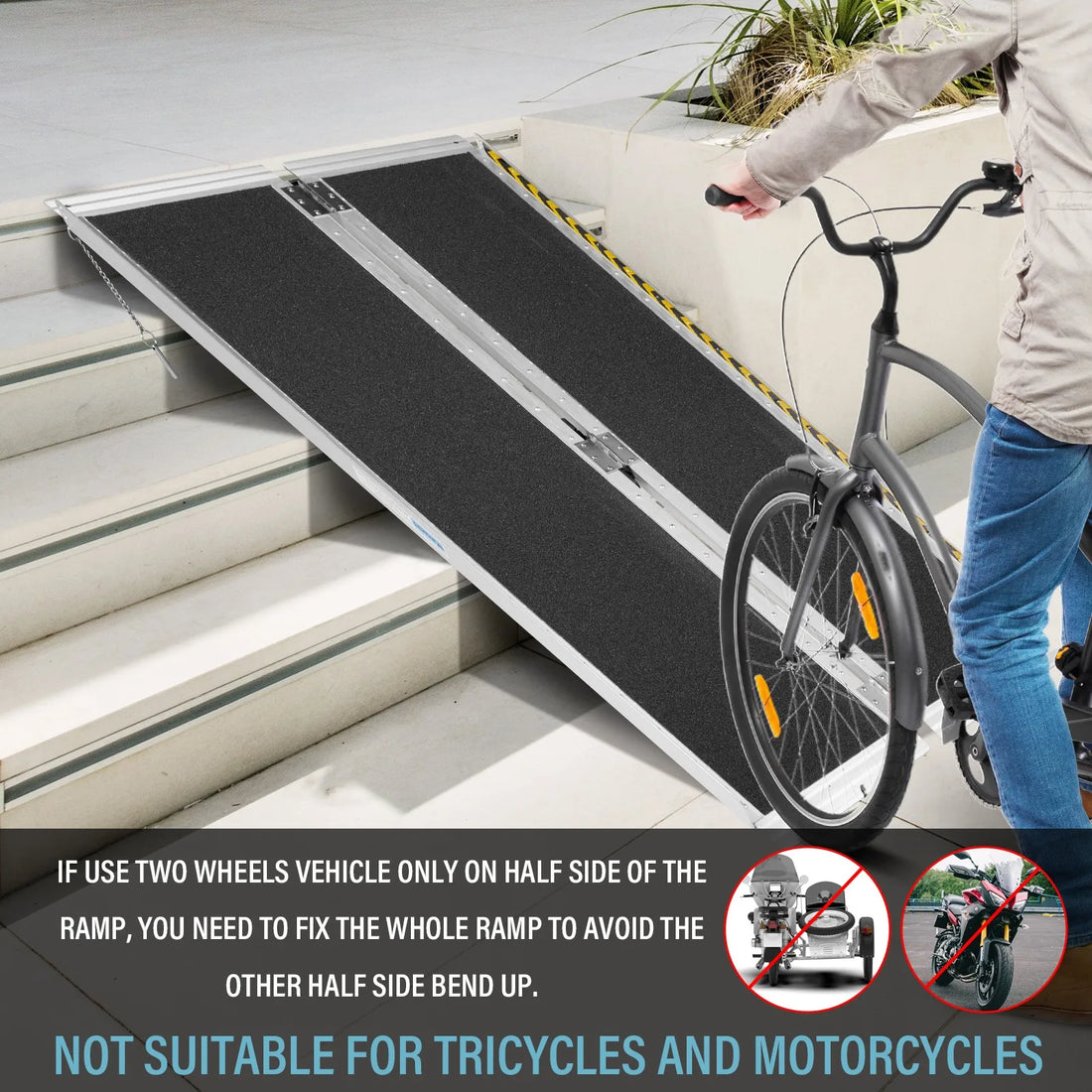 60-Inch Aluminum Folding Wheelchair and Scooter Ramp