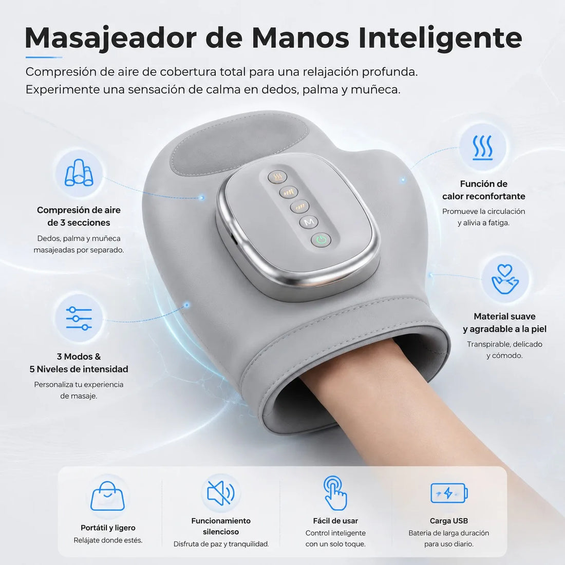 Electric Hand Massager with Airbag Compression and Vibration