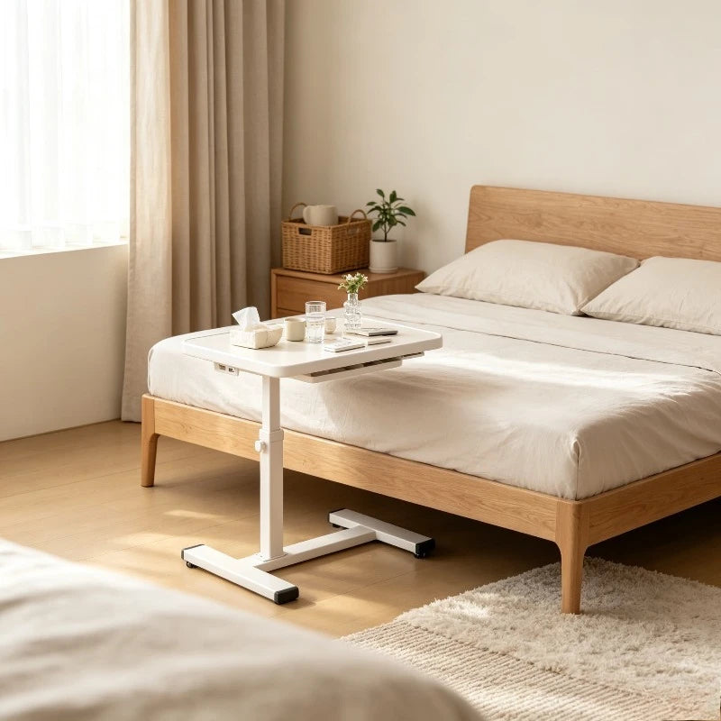 Adjustable Folding Overbed Table with Wheels