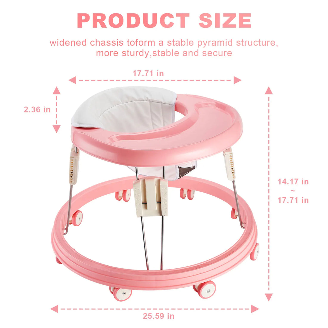 Foldable Baby Walker with Brake and 5 Height Settings