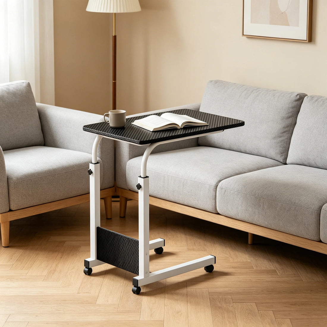 Height-Adjustable Rolling Overbed Table