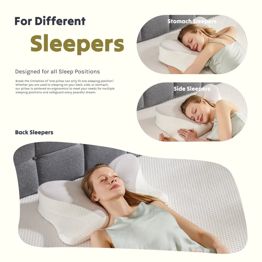 Queen Size Memory Foam Neck Pillow with Washable Cover