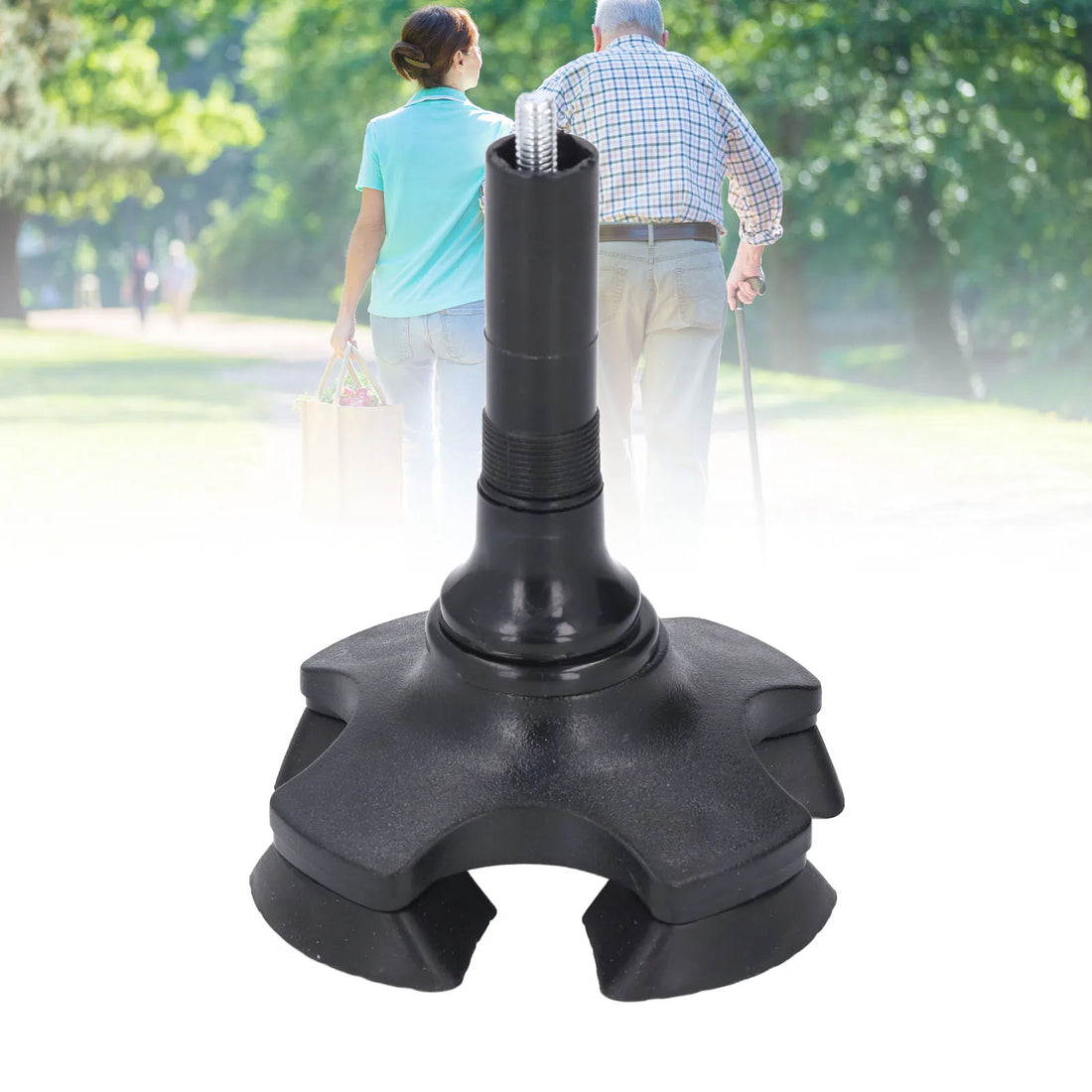 Four-Foot Self-Standing Cane Tip with Shock Absorption