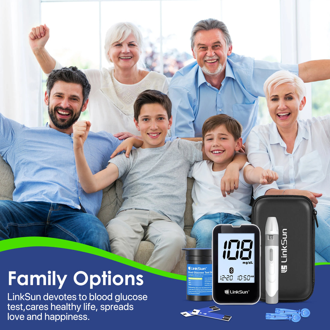 Medwell G-427B Bluetooth Blood Glucose Meter Kit with Test Strips