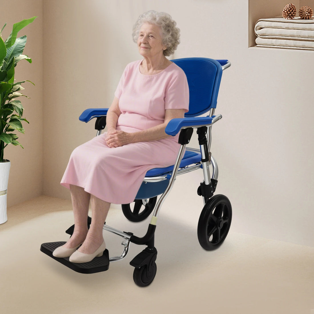 Folding Shower Commode Chair with Wheels