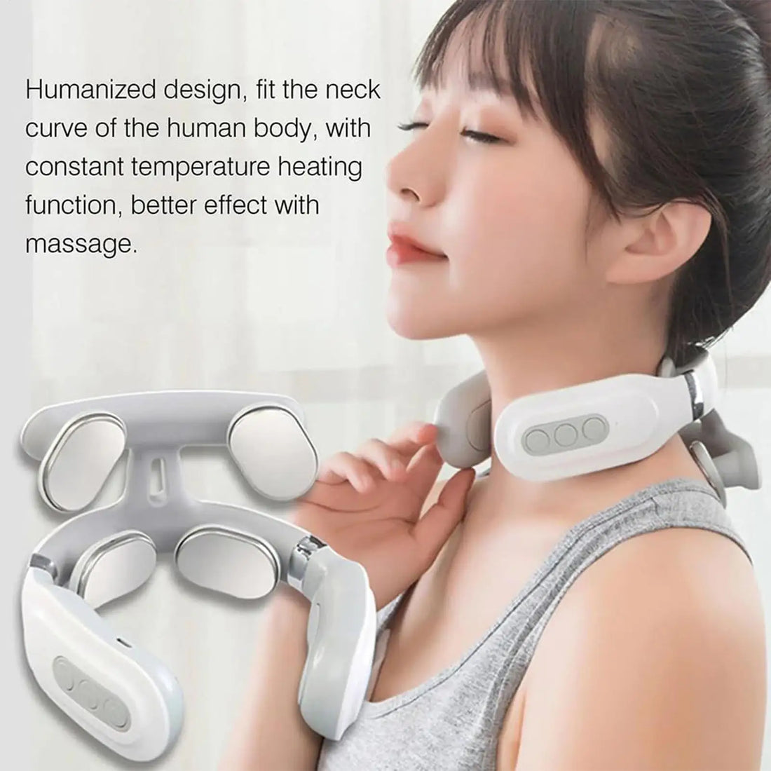 4-Head Neck Massager, USB Rechargeable with Heat