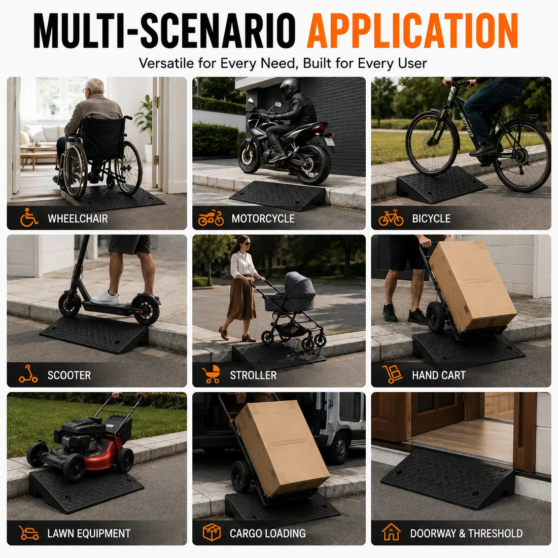 Portable Plastic Curb Ramp Set for Driveways and Sidewalks