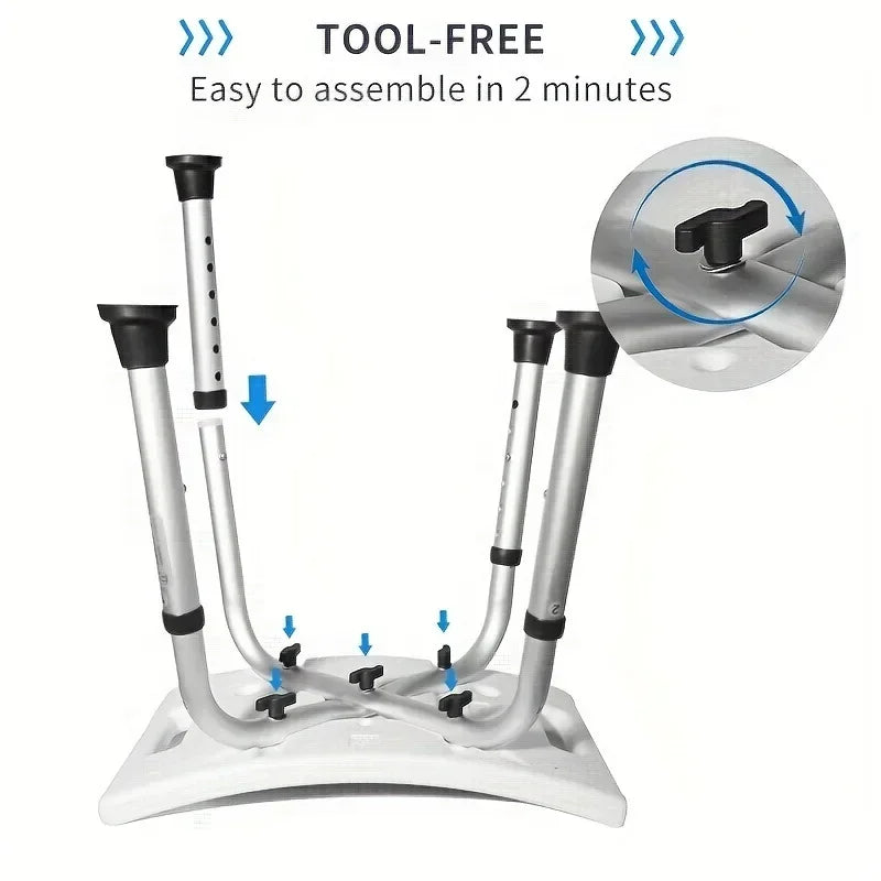Adjustable-Height Shower Chair with Cushioned Seat