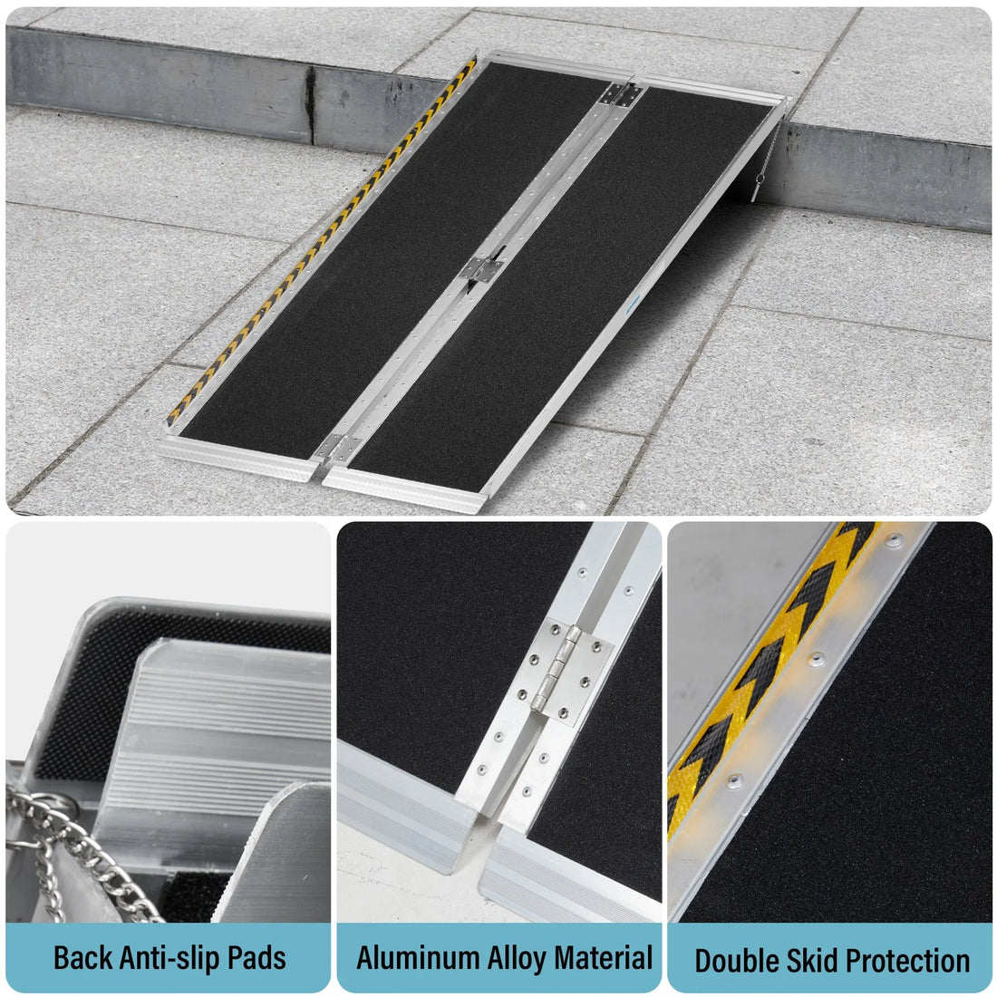 60-Inch Aluminum Folding Wheelchair and Scooter Ramp