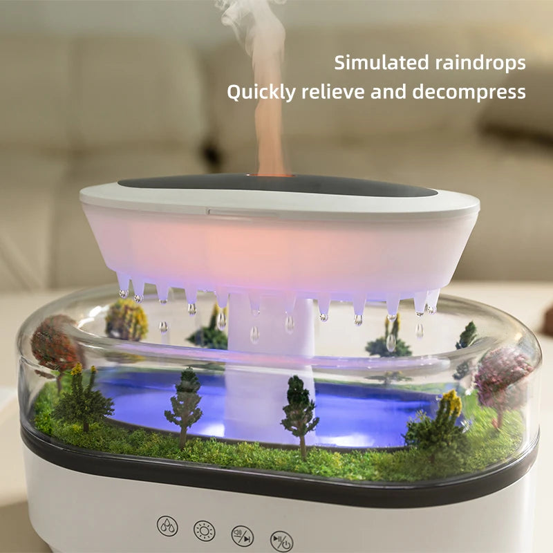 Raindrop Ultrasonic Humidifier and Oil Diffuser with Light