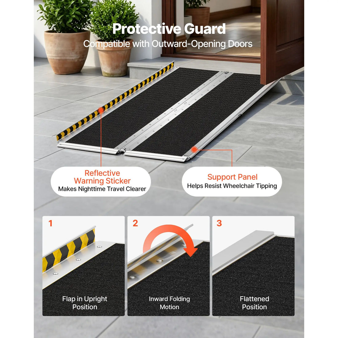 6-Foot Folding Aluminum Wheelchair Ramp, 800 lb Capacity