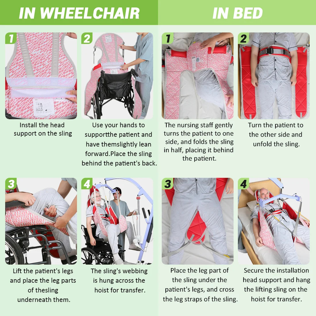 Nylon Patient Lift Hygiene Sling with Head Support