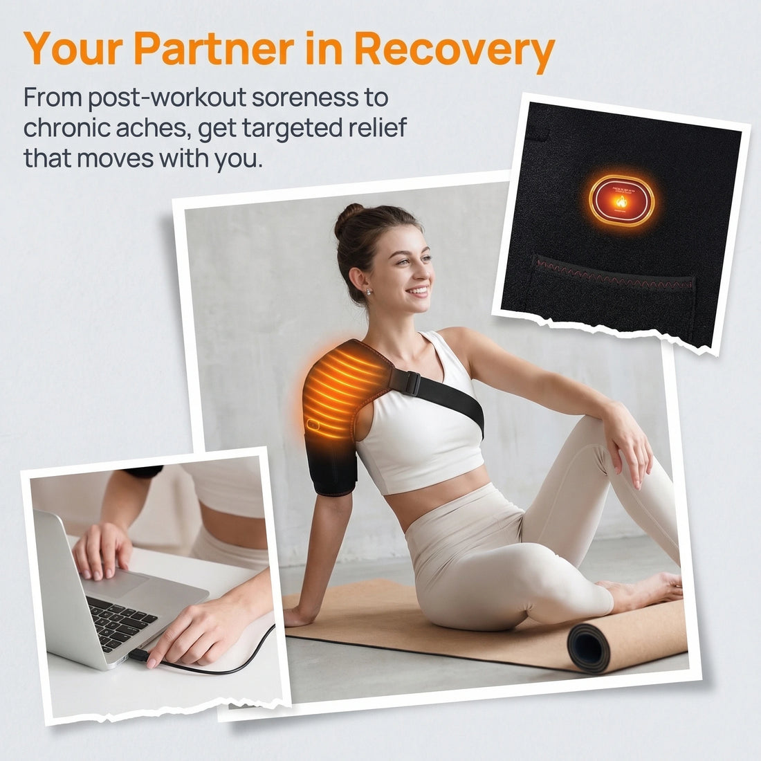 Electric Shoulder Massager Belt with Heat and Vibration