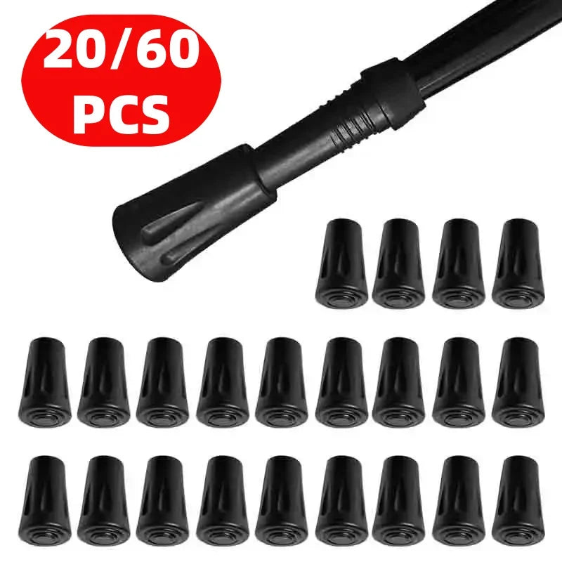 Rubber Trekking Pole Replacement Tips, Pack of 20