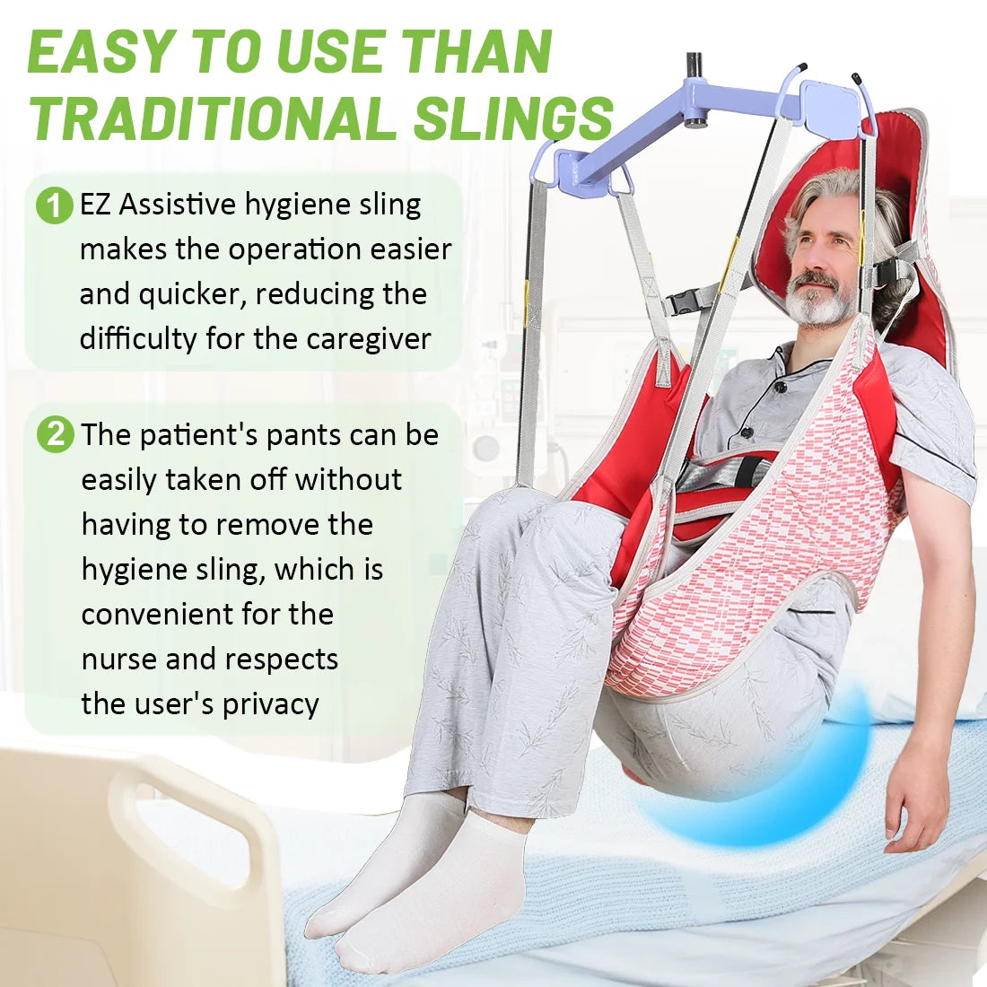 Nylon Patient Lift Hygiene Sling with Head Support
